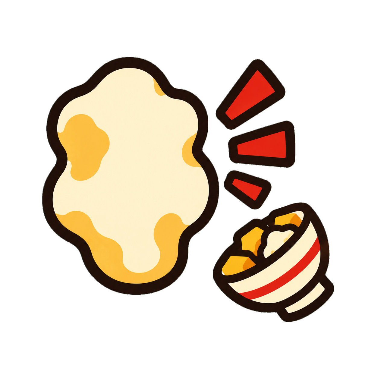 A squeaky cheese curd startling a poutine bowl